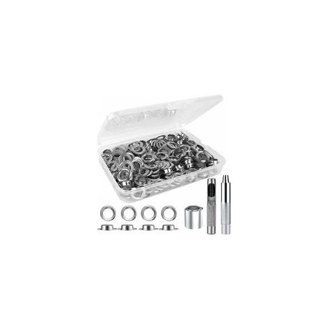 Kit de Trousse à Oeillets Outils 12mm - 120 Ensembles Oeillet Métallique - Grommet Outils à Oeillet pour Bricolage Rideaux Bâche Toile Tente de Réparation (1/5)