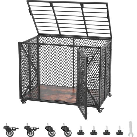 Mophorn Jaula para perros, equipada con 2 puertas, 4 pestillos y ruedas con freno. Soporta hasta 113,4 kg, fabricada con malla de acero y base de tablero de partículas, para perros pequeños y medianos (1/5)