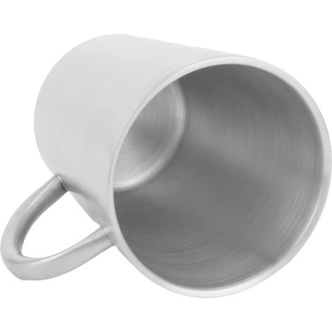 Gobelet portable 300 ml en acier inoxydable 304, double paroi isolante, tasse à café et bière avec anse, argent mat (1/5)