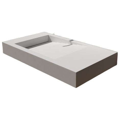 Bernstein – Lavabo suspendido blanco mate 100x50x12cm – Hormigón mineral – Instalación mural – Desagüe ranurado sin grifería (1/5)