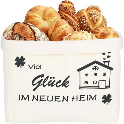 Corbeille à pain en tissu - De nombreux beaux moments dans la nouvelle maison - Cadeau de pendaison de crémaillère - Idée cadeau pour une pendaison de crémaillère (1/5)