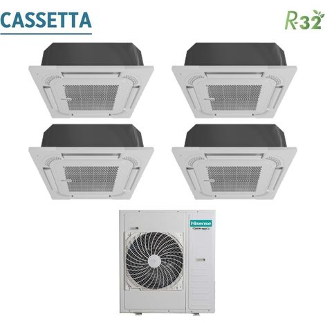 Climatiseur Hisense Quadri Split Cassette 9+9+9+9 avec 5AMW125U4RTA R-32 9000+9000+9000 avec télécommande standard et panneau inclus