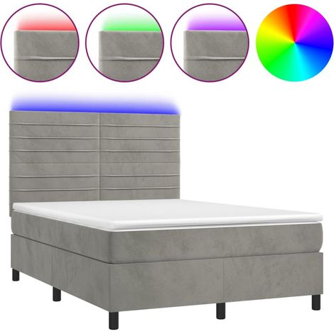 Maison Exclusive - Letto a Molle Materasso e LED Grigio Chiaro 140x190 cm Velluto