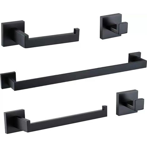 Lot de 5 Accessoires de Salle de Bain en Acier Inoxydable Brillant Porte Papier Toilette Crochet pour Peignoir Support Mural Finition polie Finition polie