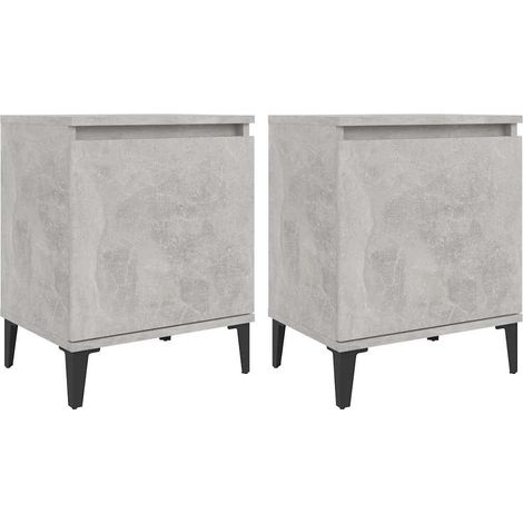 Maison Exclusive - Tables de chevet avec pieds en métal gris béton 40x30x50 cm (1/5)
