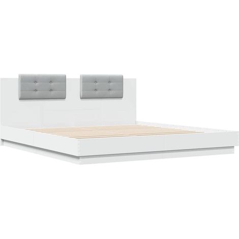 Estructura cama con cabecero madera ingeniería blanco 200x200cm vidaXL (1/4)