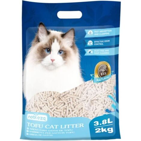 Litière pour chat biodégradable à base de tofu, 3,8 litres, agrégante, sans poussière et inodore.