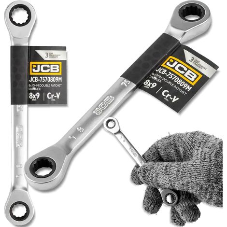 Clé à cliquet double JCB 8x9mm Cr-V 12 pans (1/5)