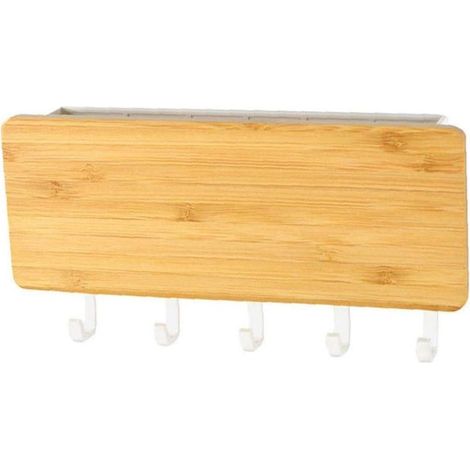 1pc en Bois Support Mural Rayonnages Flottant Organisateur Décoratif Affichage avec Crochets De Suspension pour Mêle Clés Aléatoires- (1/2)