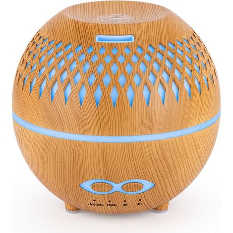 400-ml-Ultraschall-Luftbefeuchter – Kugelförmiges Holzmaserungsdesign – Leiser Timer für Zuhause (1/5)