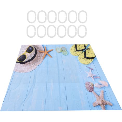 Wasserdichter Duschvorhang aus Polyester mit Strandmuster, 180 x 200 cm, mit Haken für Badezimmer/Zuhause (1/5)