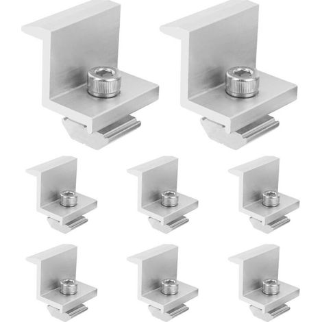 Lot de 8 supports de panneau solaire, pince d'extrémité solaire 30 mm, support de panneau solaire en aluminium, support de panneau solaire, pinces PV, modules Z, support pour toits, mu (1/5)
