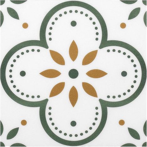 Peel & Stick Floor Tiles Self-Adhesive Vinyl Flooring for Kitchen Bathroom Laundry Pet House Fireplace 20 Sheets 8"x8" Removable Stickers (Green Flowers) (1/5)