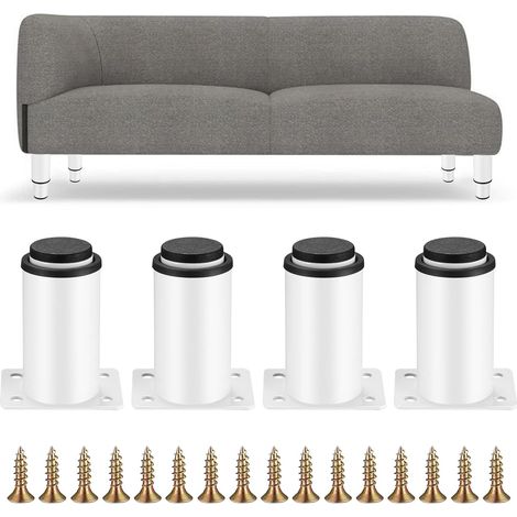 LaBlanc – 4 Stück verstellbare Möbelbeine, Tischbeine aus weißem Metall, höhenverstellbare Füße 0–40 mm, Füße für Küchenmöbel, Schränke, Bett, Tischbeine, 8–12 cm (1/5)