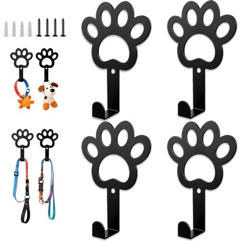 Juego de 4 ganchos para perros - Ganchos con tornillos para montaje en pared - Perchero y llavero para perros - Perchero decorativo para el baño (1/5)