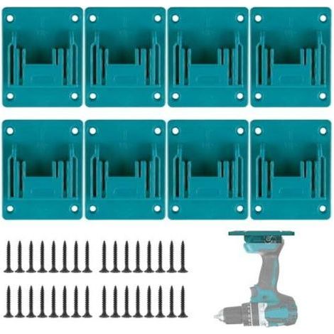 Support Outils Mural pour Makita 18V, 8 Pièces Support Machine Makita avec 32 Vis, Porte Outils Mural Support Perceuse pour Makita Perceuse sans Fil de Machine Atelier Stockage (Cyan Ble (1/5)