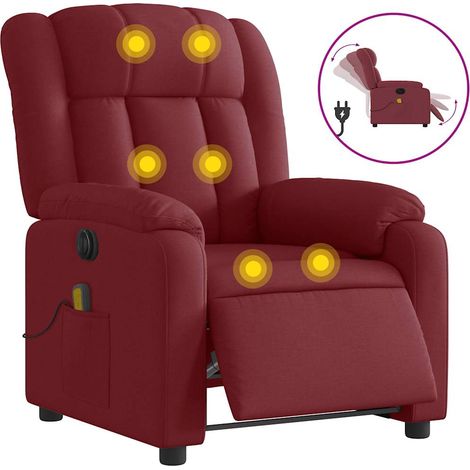 Maison Exclusive - Sillón de masaje reclinable eléctrico tela roj