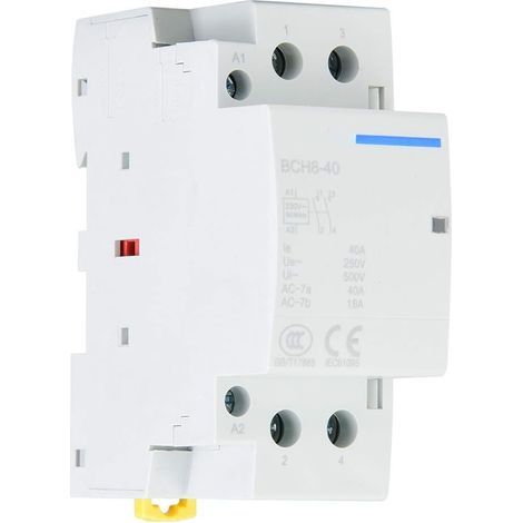 Hausanschluss-Wechselstromschütz 2P 2NO 40A 220V/230V, modularer Schütz, 35-mm-DIN-Schienenmontage, Automatisierungsschütz 50/60Hz, maximale Ein-/Ausschaltfrequenz 30 Mal/Stunde (1/5)