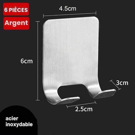 support de rasoir douche, support de rasoir sans percer en acier inoxydable crochet de rasoir crochet de serviette pour salle de bain cuisine (Argent) (1/4)