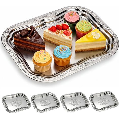 Ensemble de 4 grandes coquilles ovales en argent - 40 cm × 27 cm, idéale pour fêtes, mariages, anniversaires, Noël, collations, desserts, présentation de plats, à table et au buffet (1/5)