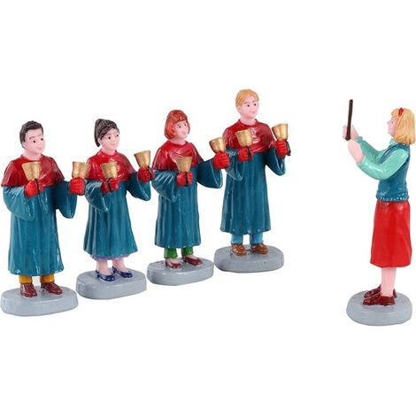 Coro Handbell statuetta in poliresina per villaggio di Natale h6,7 cm