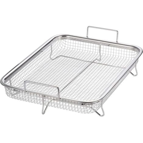 Panier de barbecue multifonction en acier inoxydable 304 pour frites, grillades (30 x 22 x 5 cm) (1/4)