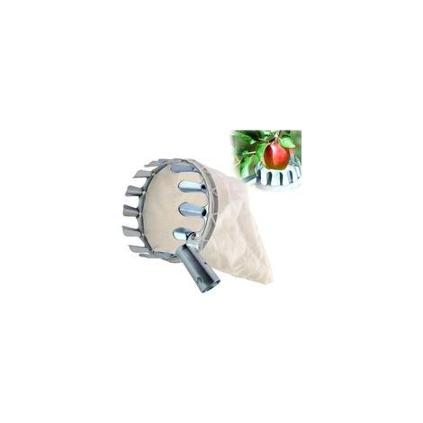 Cueille Fruits, 1 Récupérateur de Fruits,Cueille Fruits Métal,Cueille Fruits avec Sac,Ramasse Cerise, Diamètre 16 CM,pour Cueillir Les Fruits à Croissance élevée(Argenté) (1/5)