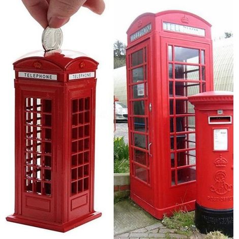rouge Cabine téléphonique en métal rouge anglais britannique de londres, Pot d'épargne, boîte de téléphone ro (1/4)