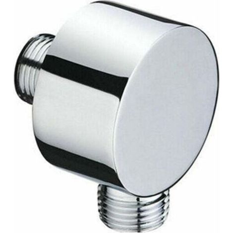 Raccord de tuyau rond – Coude mural chromé – Laiton – Universel – 1/2" – Raccord sable – Raccord de douche murale pour douchette (1/4)