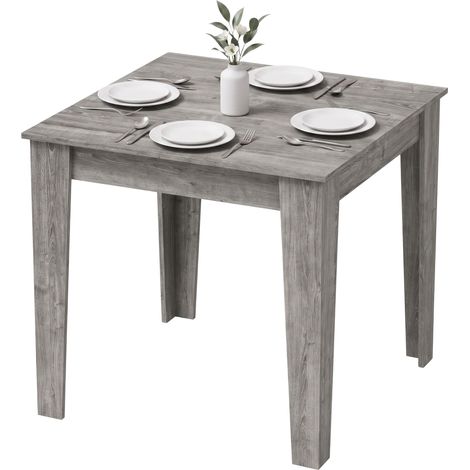 HOMCOM Tavolo da Cucina per 4 Persone, 80x80x75 cm, Grigio Effetto Legno (1/5)