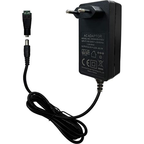 Alimentation 24V DC, Alimentation 24V 2 A, Adaptateur 48 W pour Bandes LED COB avec transformateur enfichable 5,5 x 2,1 mm, Alimentation de sécurité Basse Tension 230V AC (1/5)