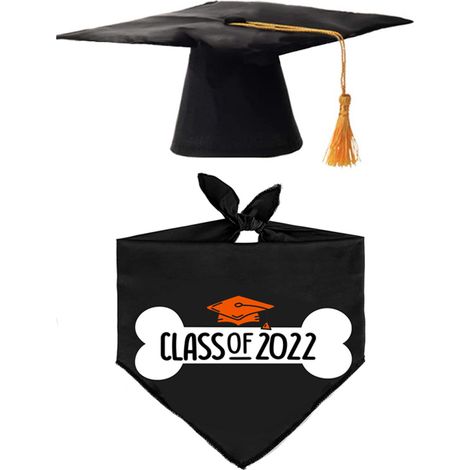 1 Ensemble Chapeau de diplômé, Bandana pour chien, Coton polyester, Motif imprimé, Fête de remise de diplômes (1/5)