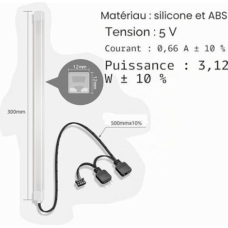 bandes LED ARGB pour PC ventilateur boîtier accessoires informatiques LED boîtier ARGB bandes PC 5V 3Pin 30cm (1/4)