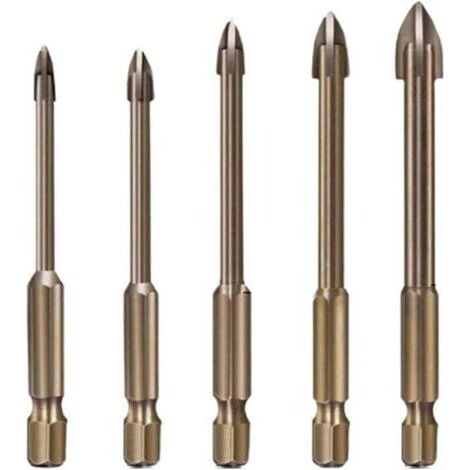 Efficient Universal Drilling Tool Drill Bit Set Thickened High Hardness Accessory Tool Carbide Drill Bit Set Multifunctional Cross Alloy Drill Bit (1/4)