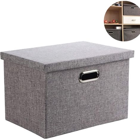 Faltbare Aufbewahrungsbox, Aufbewahrungsfach, faltbarer Wäschekorb mit Deckel, grau (1/5)