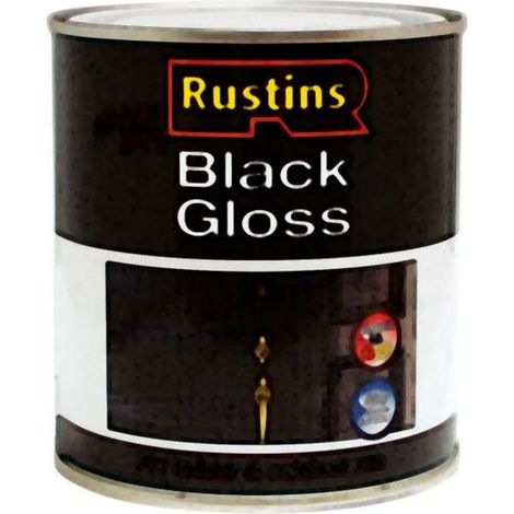 Rustins Quick Dry Water-Based Black Gloss Paint - 500ml