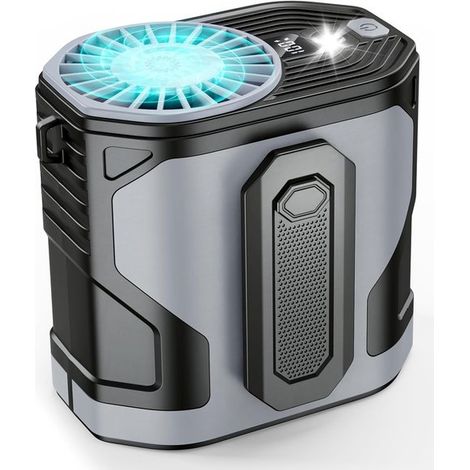 Mini ventilatore - Porta USB - Ventilatore da vita - Mini ventilatore - Ricaricabile - Ventilatore ricaricabile - Power bank - Kit di emergenza - Uso estivo - Funzione luce da campeggio