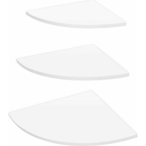 Ulisem – Étagère murale d'angle flottante 3 niveaux – PVC blanc – Installation facile avec clous non marqués – Pour salons et bureaux (1/5)