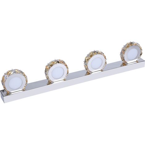 Moderne, warmweiße 4-LED-Wandleuchte mit Kristallspiegelfront für WC und Badezimmer (1/5)