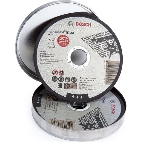 Bosch 125mm x 1mm Standard for Inox Cutting Disc Straight In Tin