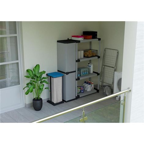 Armadio in PVC per Esterno Modulare con Ripiani da Balcone Giardino (1/5)