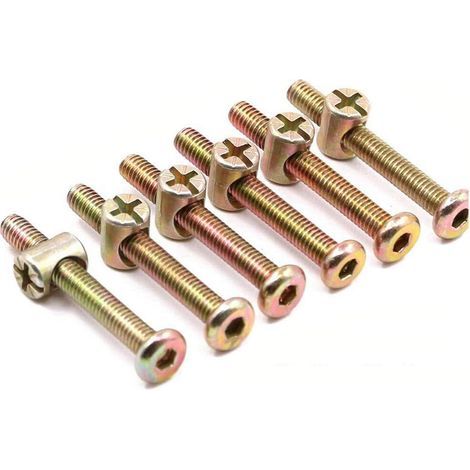 Ensemble de boulons pour meubles et lits, 10 boulons M6 x 40 mm, M6 avec écrous cylindriques, adaptés aux meubles, berceaux, lits et chaises (M640 mm). (1/4)