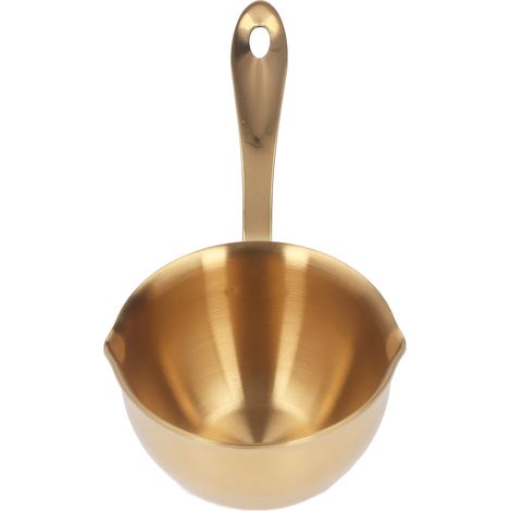Casserole professionnelle en acier inoxydable avec bec verseur pour la cuisine domestique, idéale pour le chocolat au lait et l'huile chaude (couleur or). (1/5)