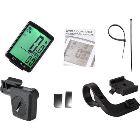 Compteur de vélo multifonction sans fil avec écran LCD, étanche, 2,8 pouces, résistant à la pluie, compteur de vitesse et odomètre. (1/4)