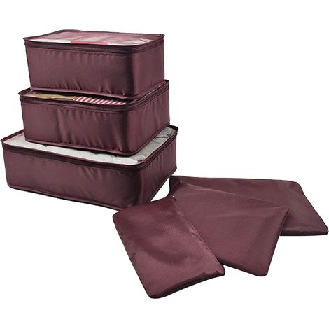 Sac De Rangement De Voyage - Cubes De Packing En Maille - Pliable Avec Poignée - Pour Valise Ou Sac À Dos - Lot De 6