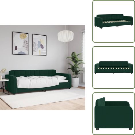 The Living Store Sofá cama sin colchón terciopelo verde oscuro 80x200 cm - Sofá cama 2 en 1