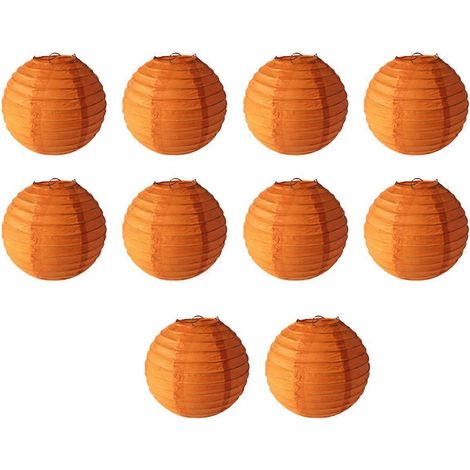 Lanternes en papier orange, lanternes rondes à faire soi-même, parfaites pour les mariages -- (1/5)