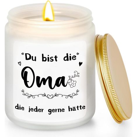 Duftkerze im Glas Lavendel mit Spruch für Oma, Sojawachs, Geschenkbox