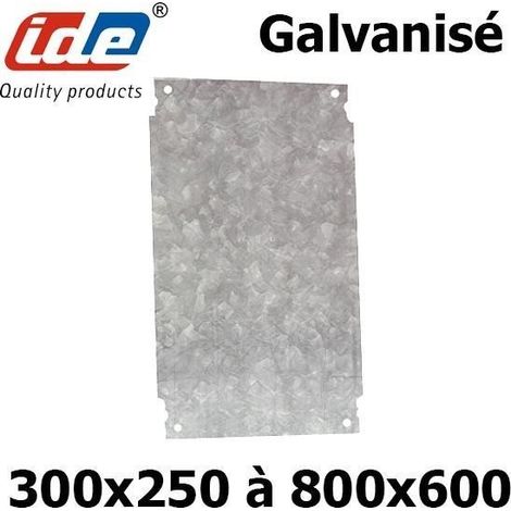 Plaque en acier galvanisé pour coffret polyester IDE - Dimensions - pour coffret IDE (HxL) 754x556