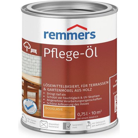 Remmers Pflege-Öl douglasie, 0,75 Liter, Holzöl für Holz innen und außen, wasserabweisend, wetterfest, für Gartenmöbel und Holzterrassen geeignet